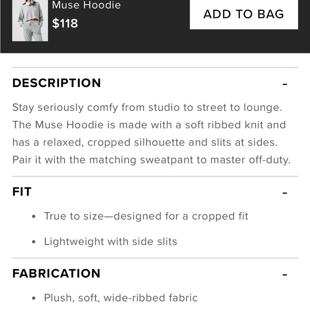 Alo muse Gray Ribbed Cropped Hoodie - Picture 6 of 6
